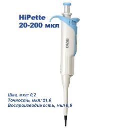 Одноканальный дозатор DLAB переменного объема HiPette 20-200 мкл