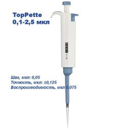 Одноканальный дозатор DLAB переменного объема TopPette 0,1-2,5 мкл